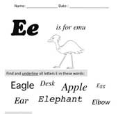 Preschool Letter E worksheet