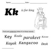 Preschool Letter K worksheet