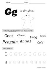 letter G Preschool Worksheet