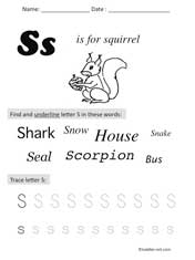 letter S Preschool Worksheet