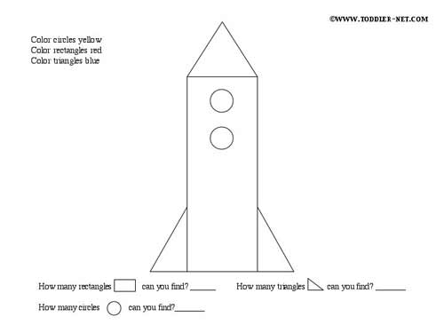 shapes activity sheets rocket
