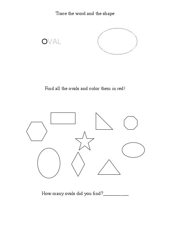oval shape worksheet